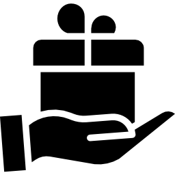 En persona - icono de mano dando